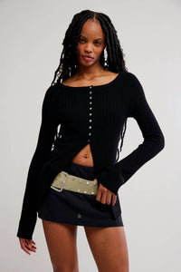 Free People East Side Cardigan in black 1 - women's cardigan