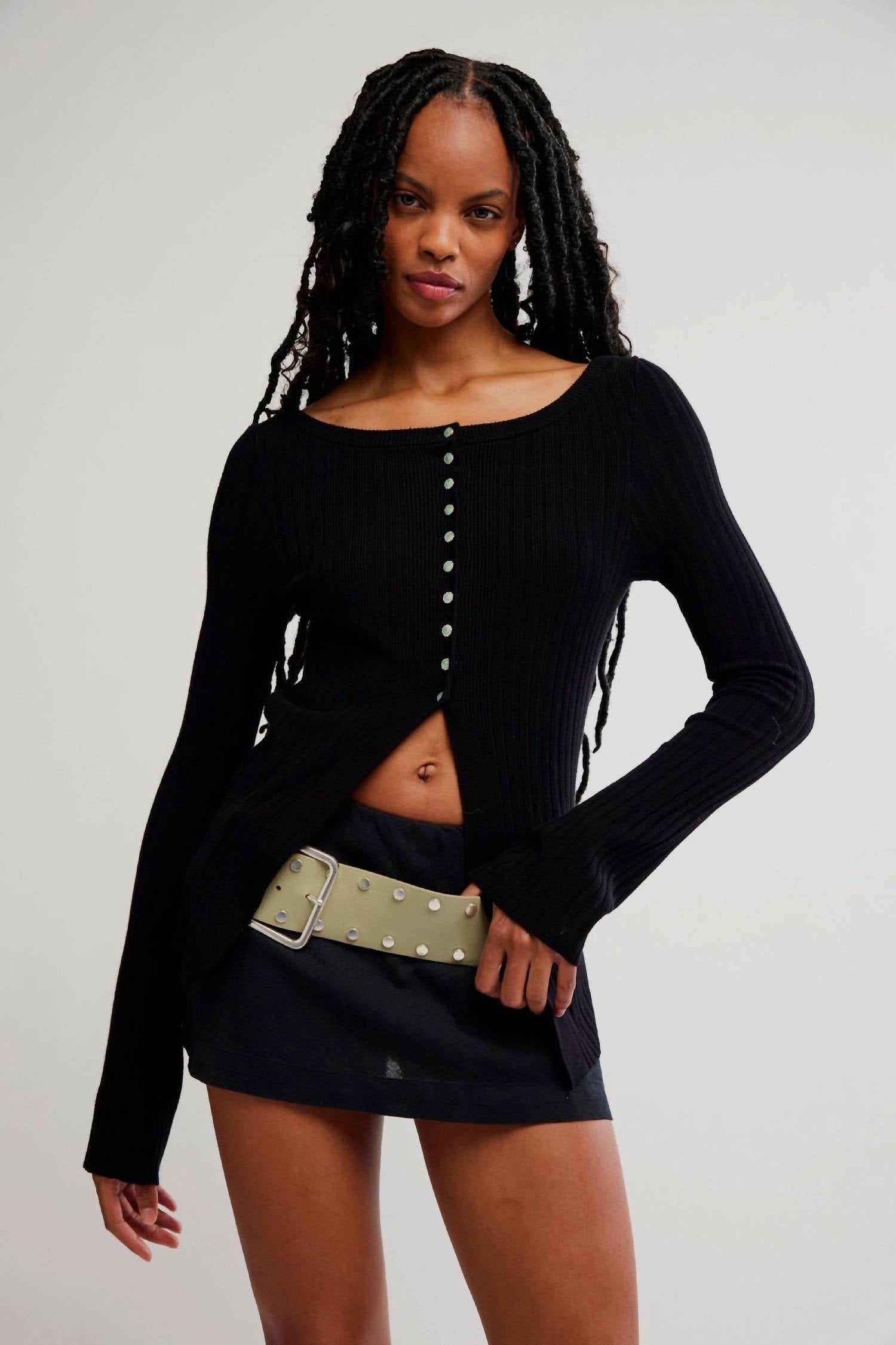 Free People East Side Cardigan in black 1 - women's cardigan