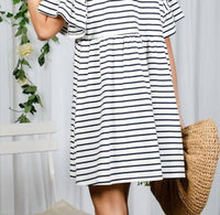 Vine & Love - Striped Babydoll Mini Dress