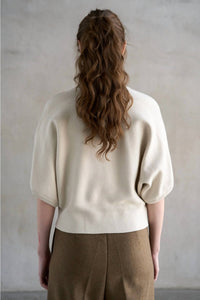 Elle Grey - Double Button Cropped Cardigan Top