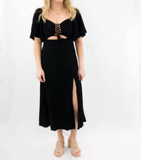 Love Is All Cutout Flutter Sleeve Corset Dress in black - women's dress