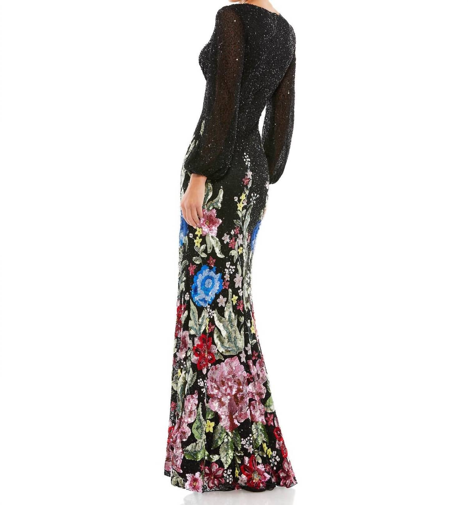 Mac Duggal - Long Sleeve Floral skirt