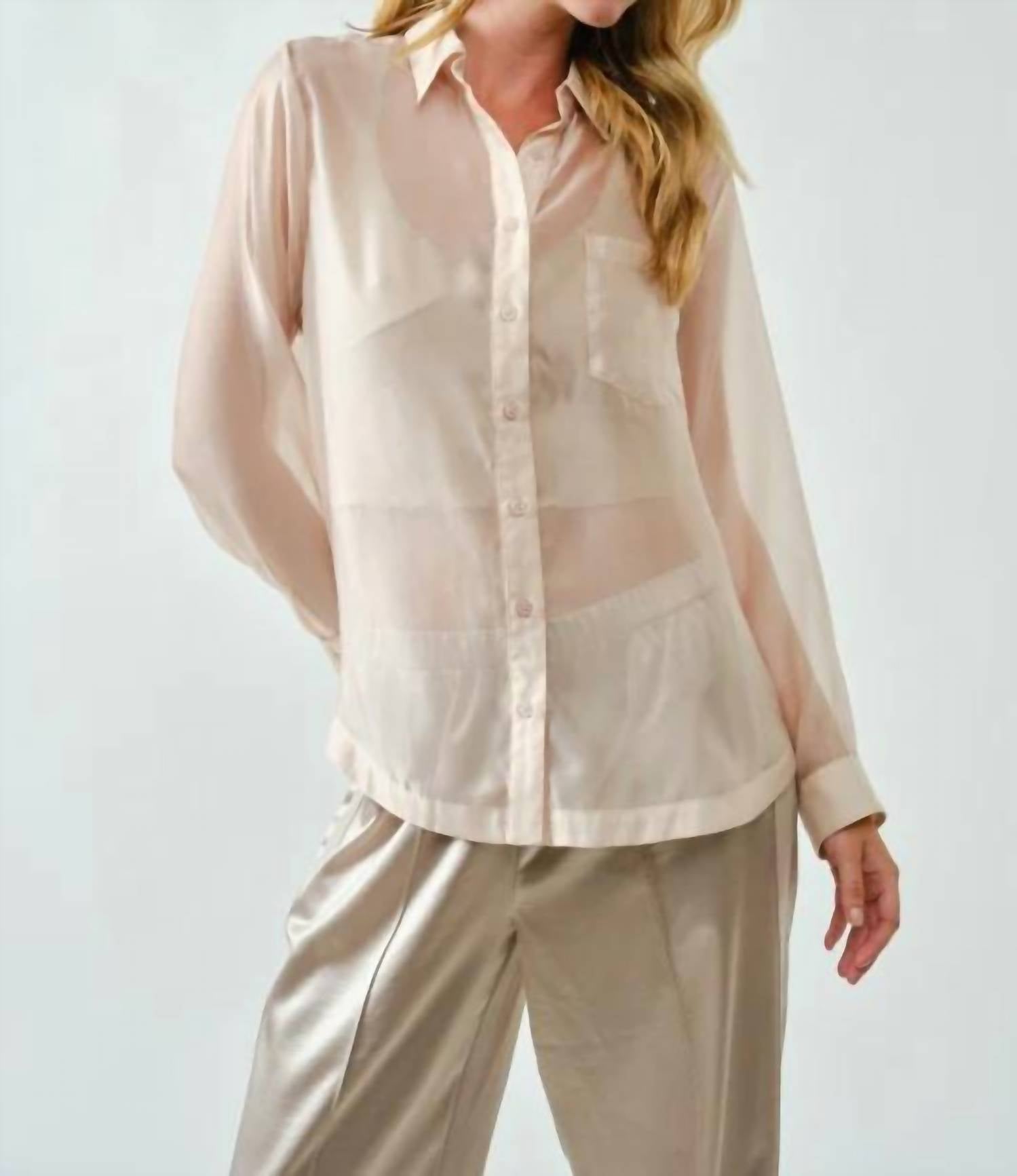 Aaron & Amber - Organza Sheer Oversized Shirt