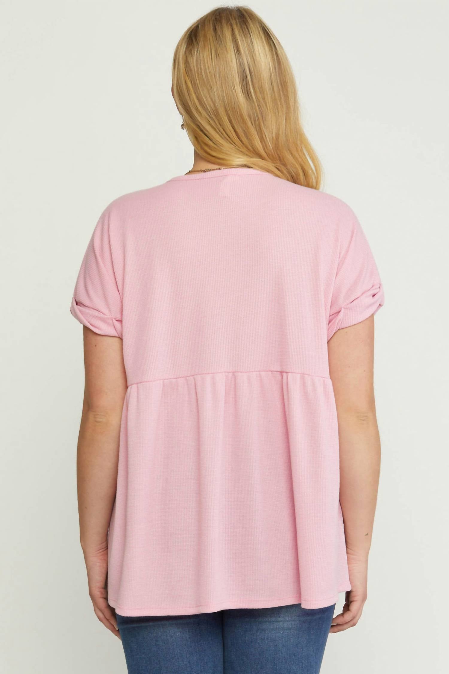 Entro - Waffle Knit Babydoll Top