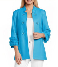 Multiples - 3/4 Sleeve Stand Collar Double Button Jacket