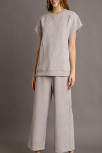 Umgee - Criss Cross Jacquard Sweatshirt Top