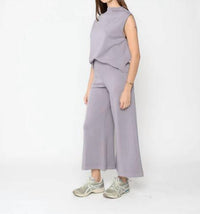 RIPLEY RADER Scuba Cropped Wide Leg Pant in silver - women's pants - detail view