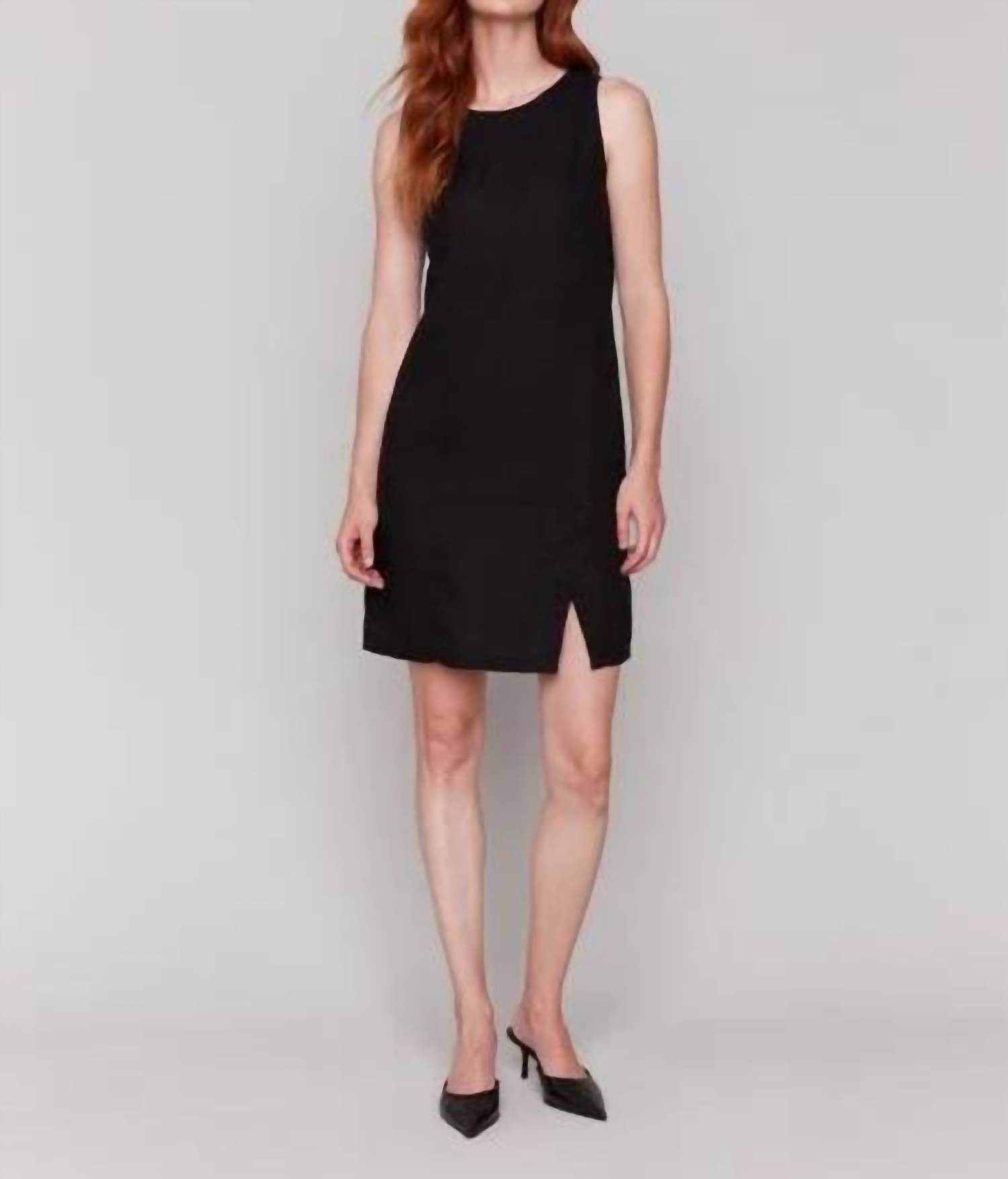 Charlie B - Solid Sleeveless Crew Neck Dress