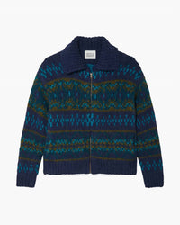 White + Warren - Alpaca Blend Fair Isle Bomber Cardigan