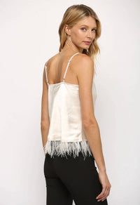 Fate By Lfd - Leah Feather Trimmed Cowl Neck Cami