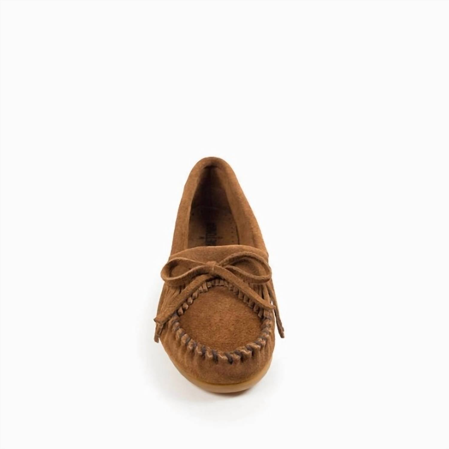 MINNETONKA Women's Kilty Hardsole Moccasin in dusty brown - women's shoe - alternate view