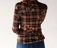 Bailey Rose Rosewood Button Up Top in brown - women's long sleeve top - detail view