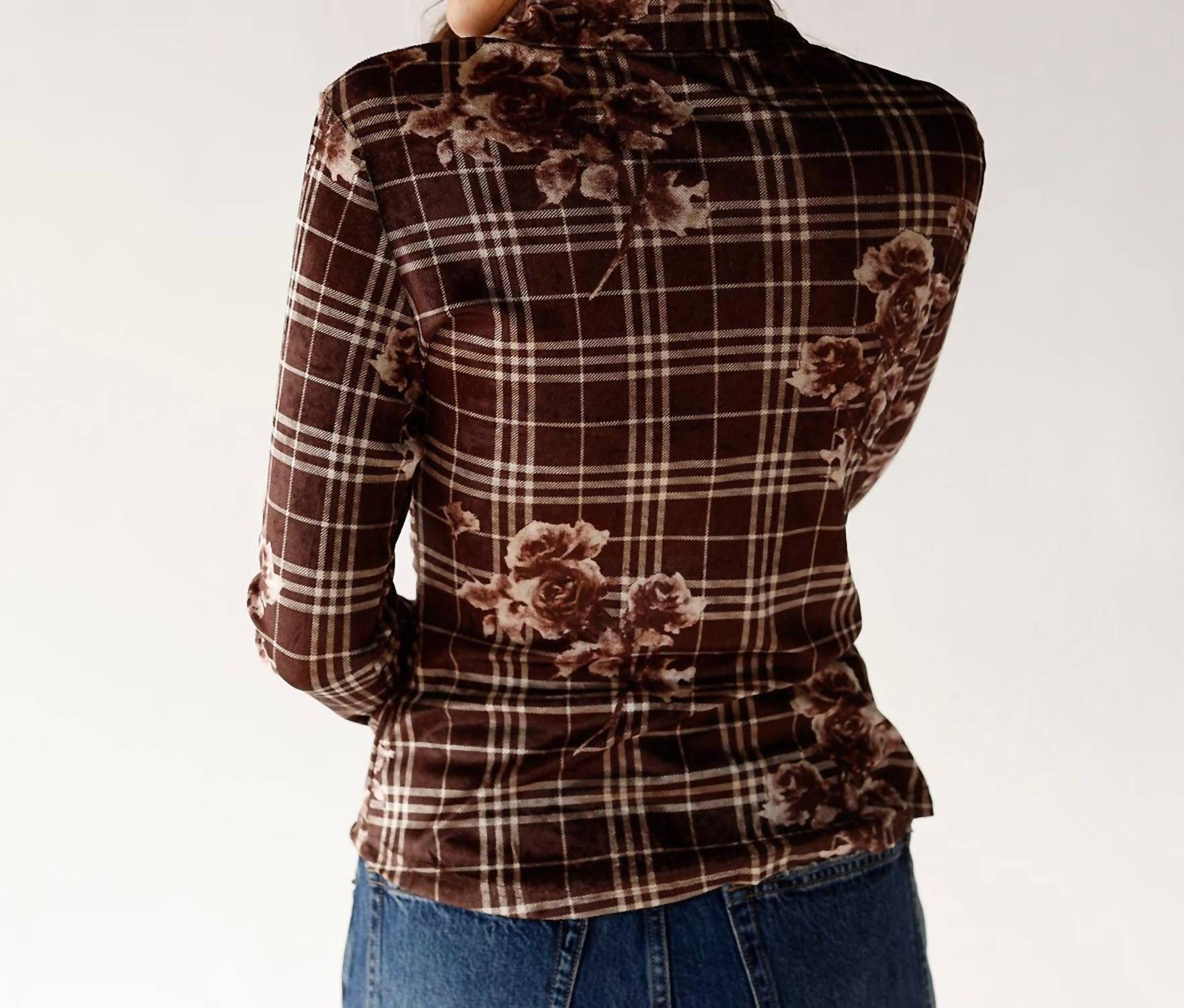 Bailey Rose Rosewood Button Up Top in brown - women's long sleeve top - detail view