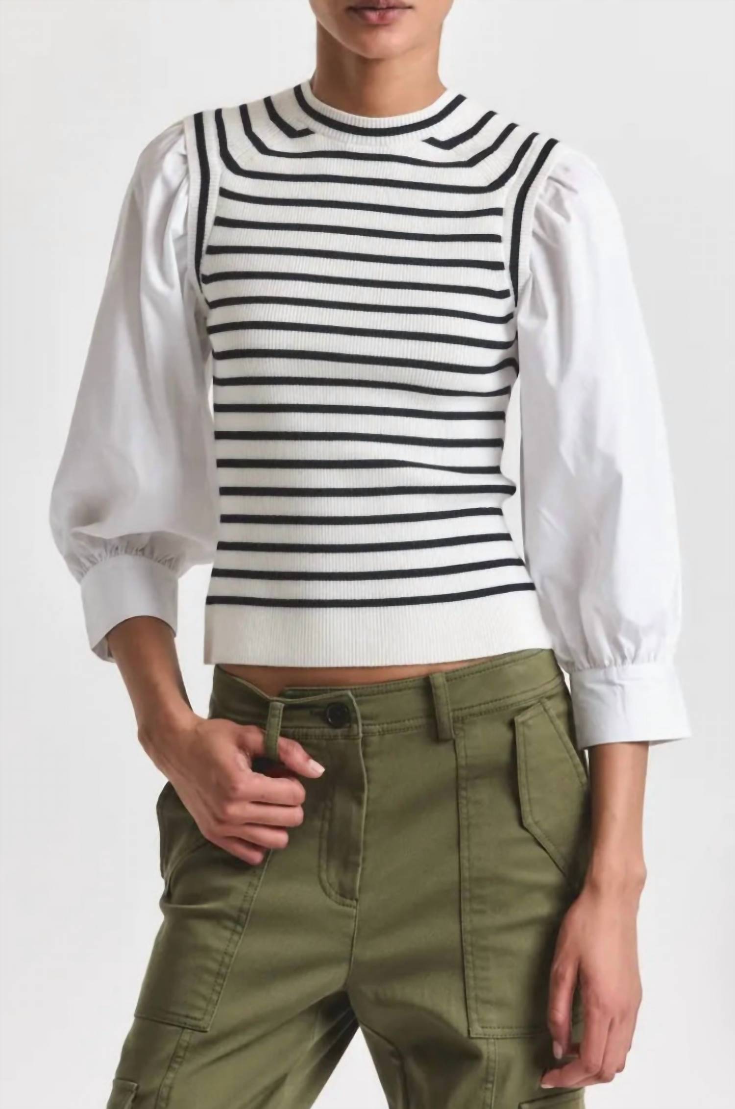 Derek Lam 10 Crosby - Tirza Mixed Media Top