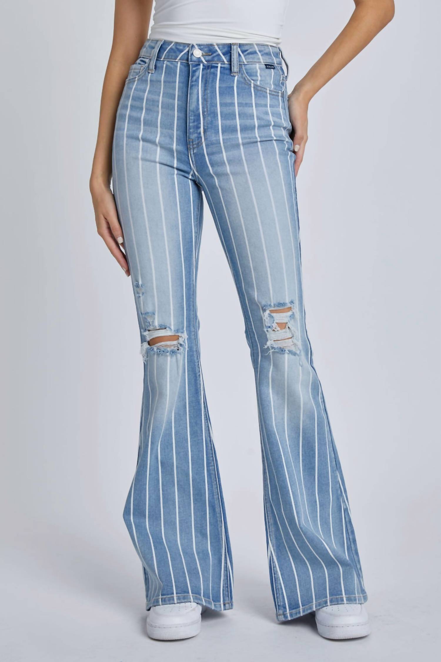 Cello - Vertical Striped High Rise Super Flare