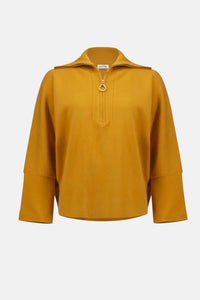 Joseph Ribkoff - Sweater Knit Boxy Pullover With Zip Collar