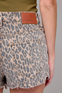 Hidden - Cheetah Print Jagged Hem Shorts