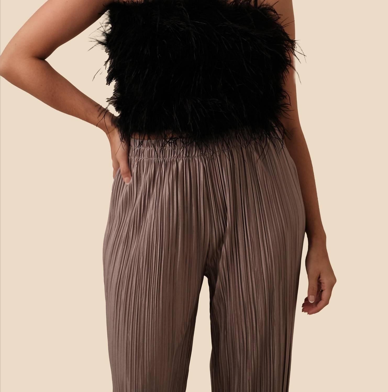 Lucy Paris - Phoebe Feathered Crop Top