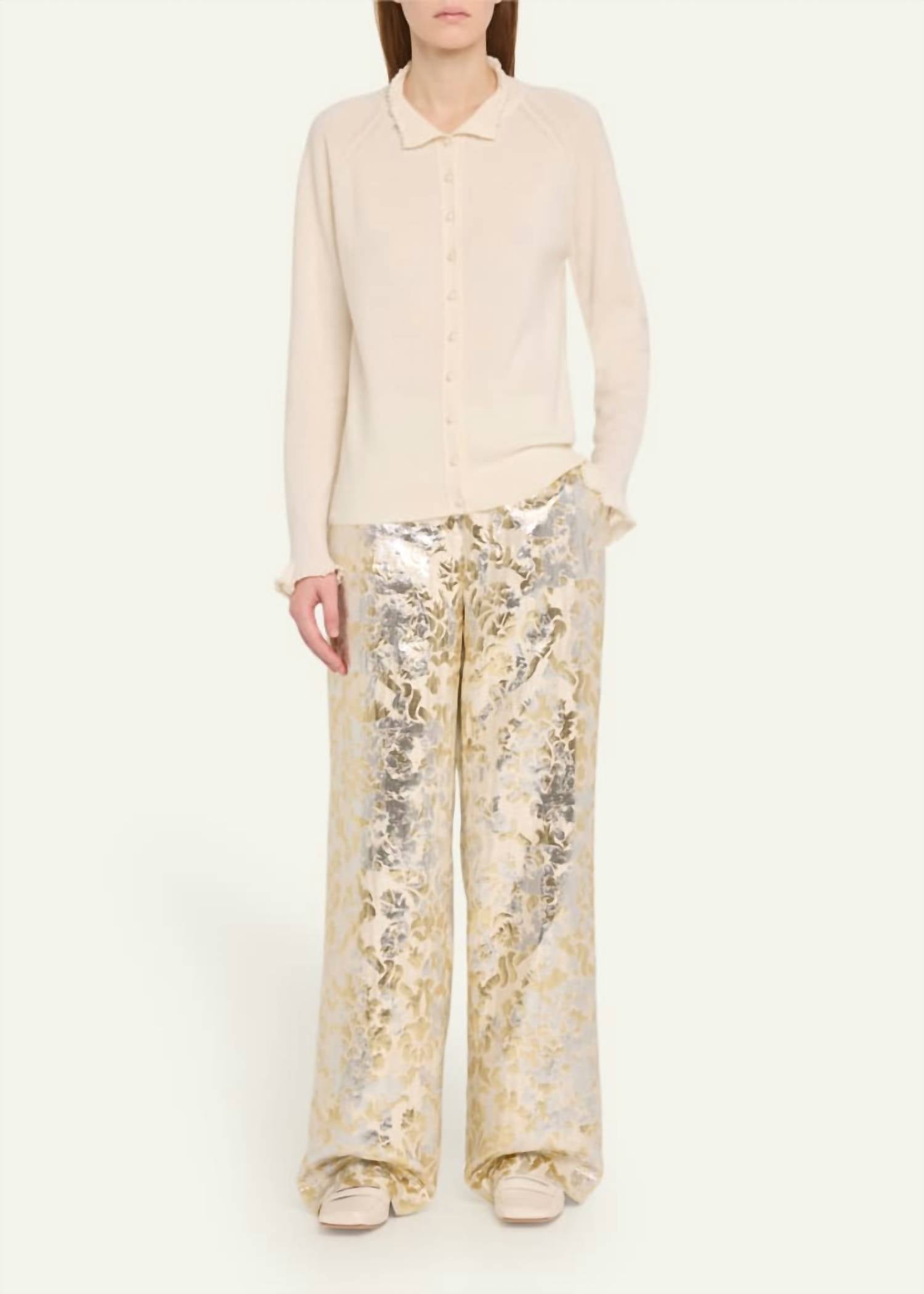 Lafayette 148 - Sullivan High-rise Metallic Jacquard Pants