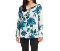 Karen Kane Keyhole Side-Slit Sleeve Tunic Top - Petite in floral print - women's shirt