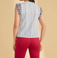 Fdj - Embroidered Flutter Sleeve Top