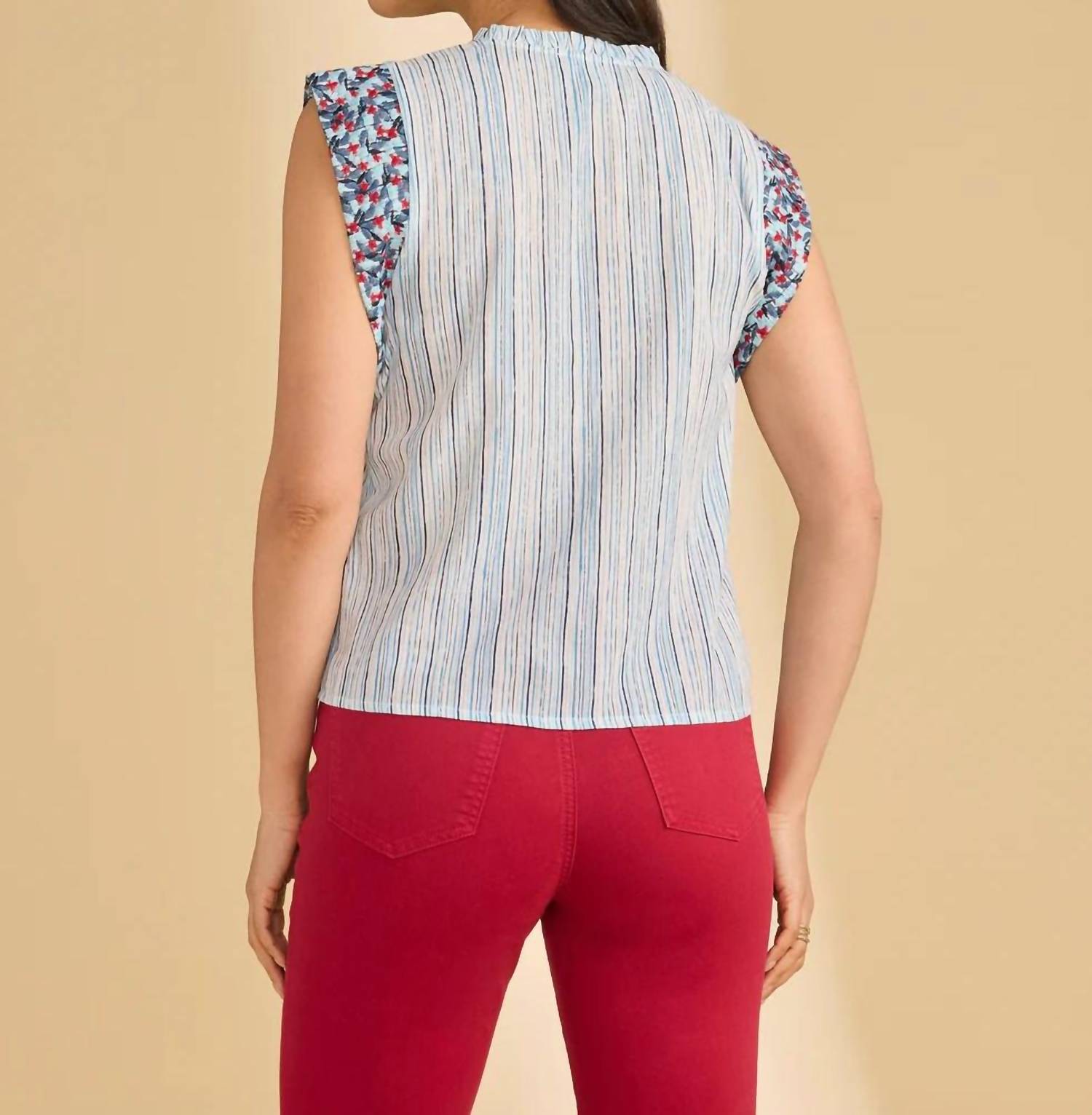 Fdj - Embroidered Flutter Sleeve Top