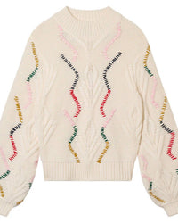 Jumper1234 - Cashmere Wool Overstitch Cable Turtle Jumper