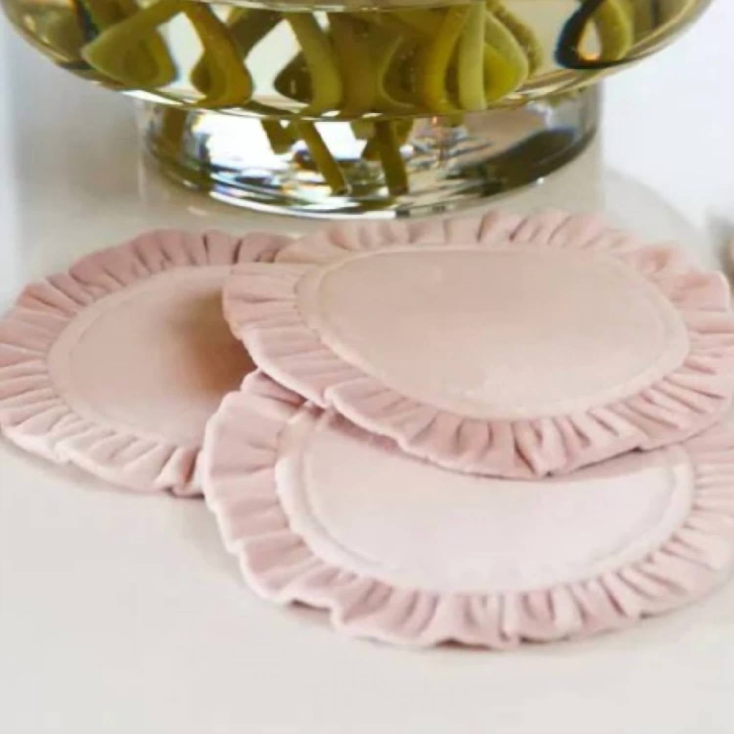 ARTE ITALICA Velvet Coaster Set in dusty pink - item - detail view
