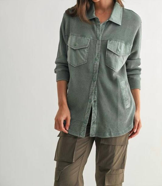 Mono B - Waffle Knit Button Down Shirt