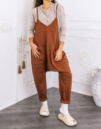 Surelymine - Harem Pocket Jumpsuit Relaxed Fit One-piece