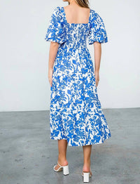 Thml - Puff Sleeve Flower Midi Dress