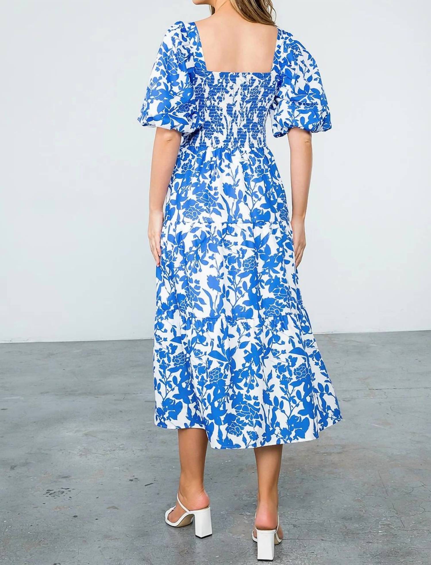 Thml - Puff Sleeve Flower Midi Dress