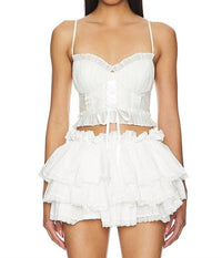 Selkie Shakespeare Ruffle Details Top in ivory white - women's blouse