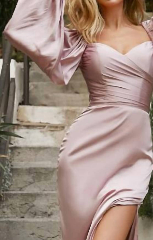 Cinderella Divine - Long Sleeve Off Or On The Shoulder Soft Satin Dress