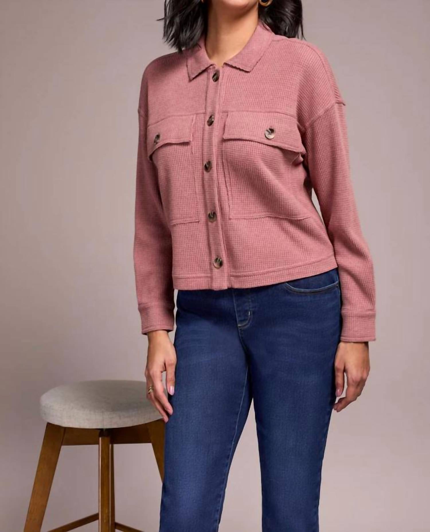 Tribal - Brushed Waffle Knit Shacket
