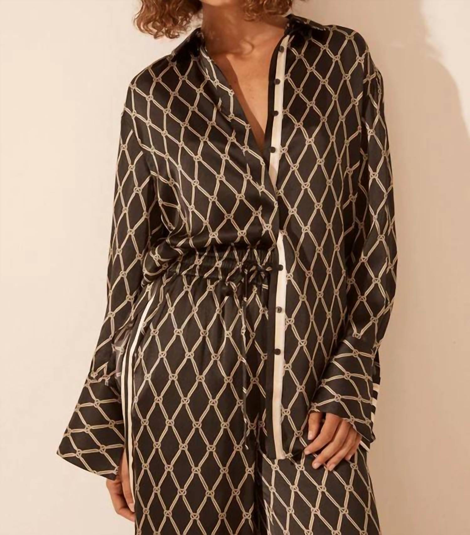 Shona Joy - Silk Contrast Relaxed Shirt