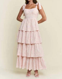 J.Nna - Floral Print Tiered Midi Dress