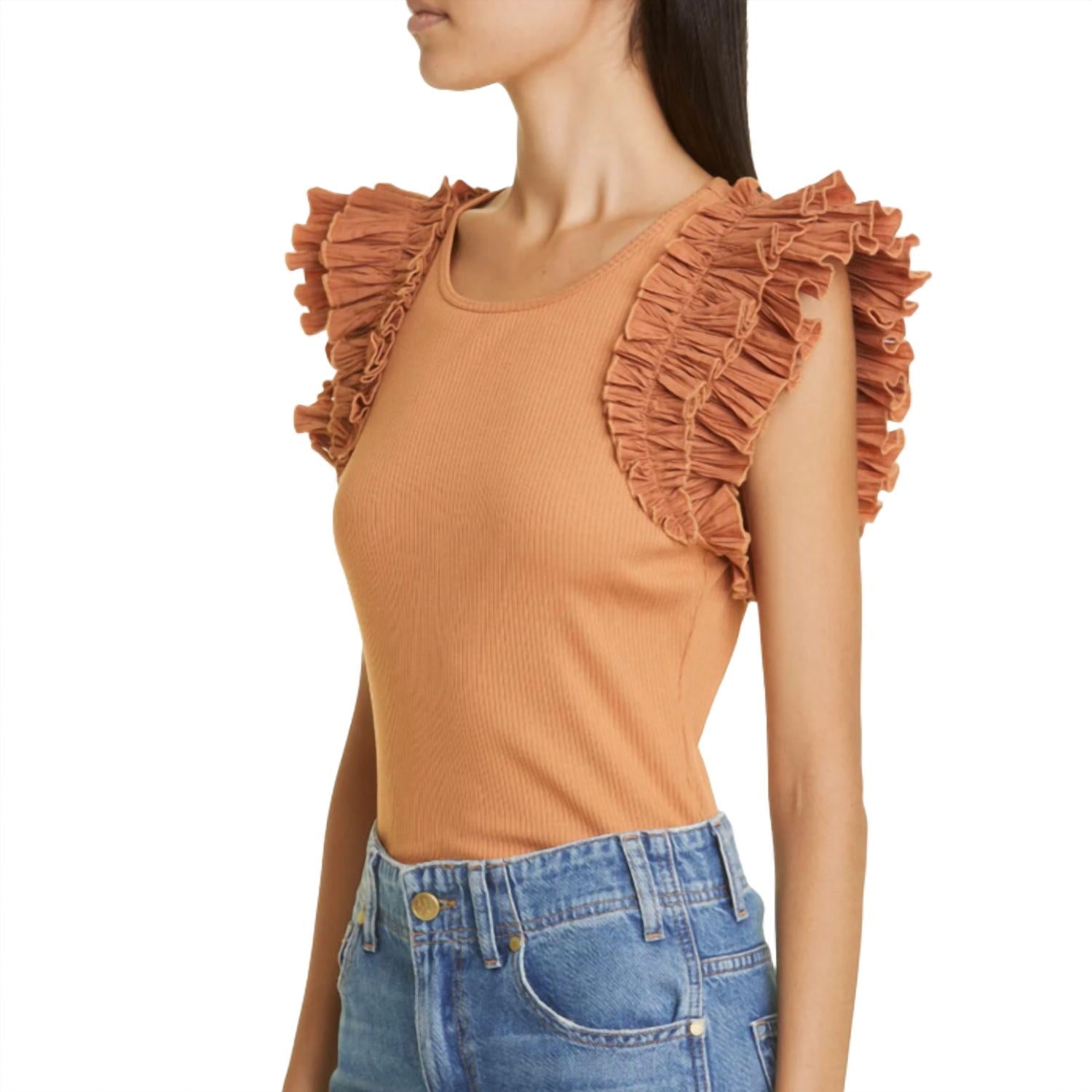 Ulla Johnson Women's Lilo Top in chestnut - women's blouse - alternate view