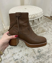 YELLOWBOX Women's Platform Bootie in chocolate brown - women's shoe