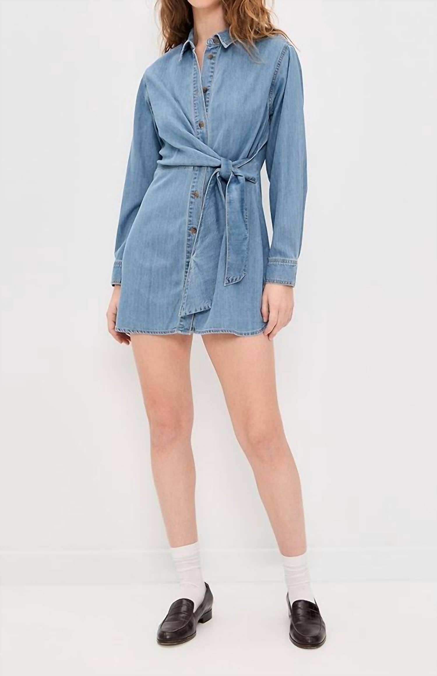 Good American - Denim Wrap Shirt Dress