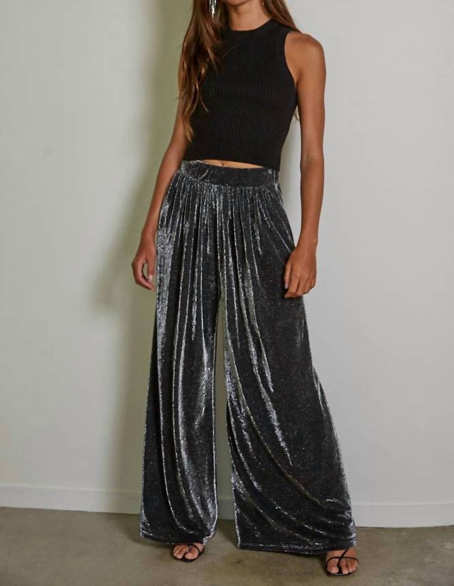 By Together - Knit Nylon Polyester Lurex Wide Leg Pants