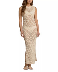 ELAN Lucia Crochet Maxi Dress Swim Cover Up in natural - women's swimwear