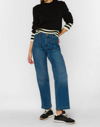 Velvet Heart Ridley Stripe Sweater in black vanilla ice stripe - women's sweater - view 4