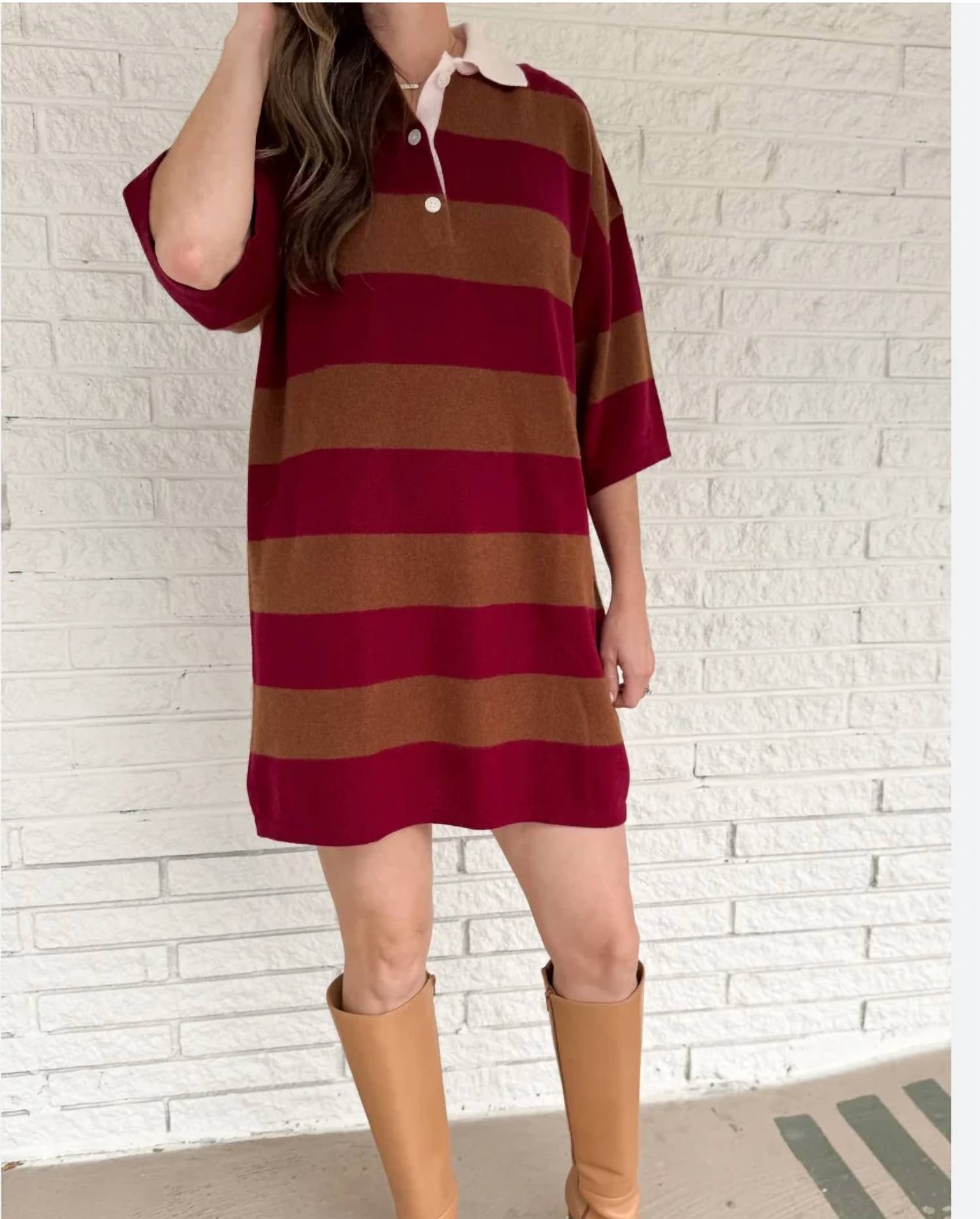 Self Contrast - Women's Cashmere Polo Dress