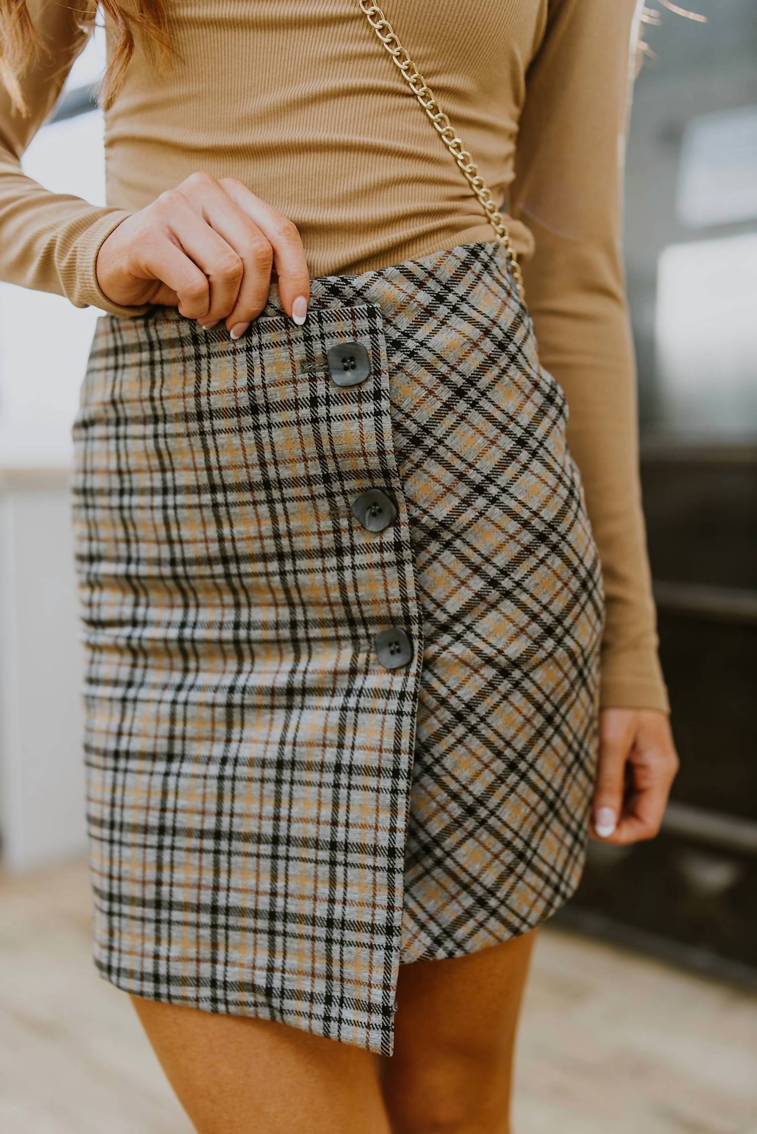 White Birch - Late To Class Plaid Mini Skort