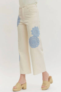 Entro - Lace Applique Wide Leg Pants