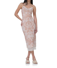 Afrm - Nissa Nude Mesh Baroque Wallpaper Print Mesh Slip Dress