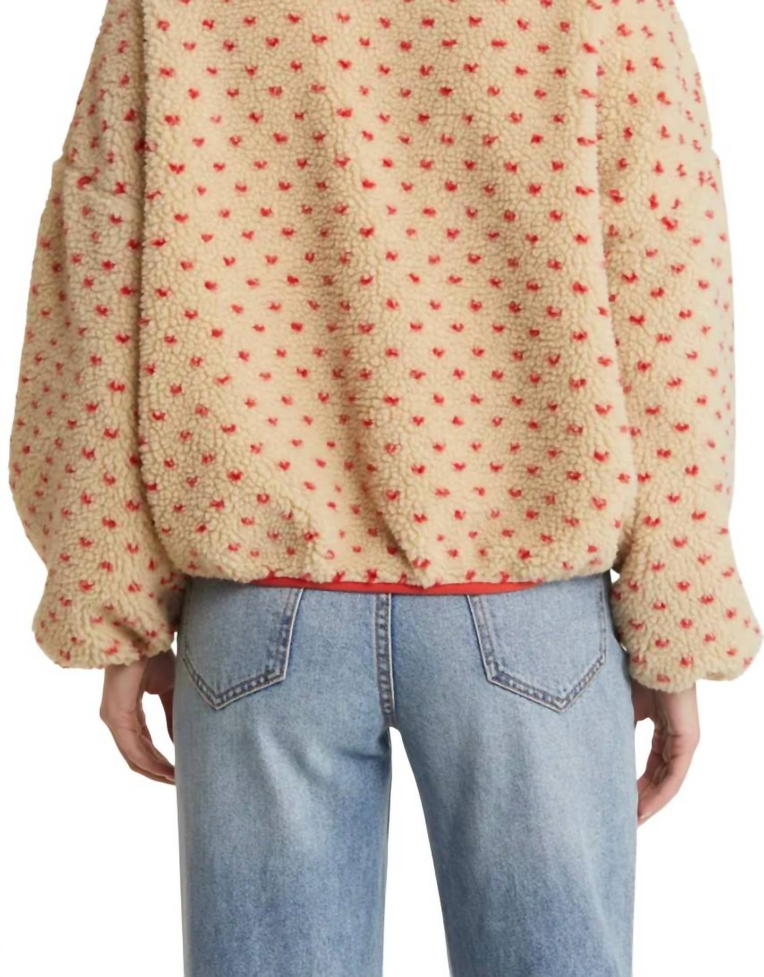 The Great. - Haley Heart Sherpa Fleece Pullover Sweater