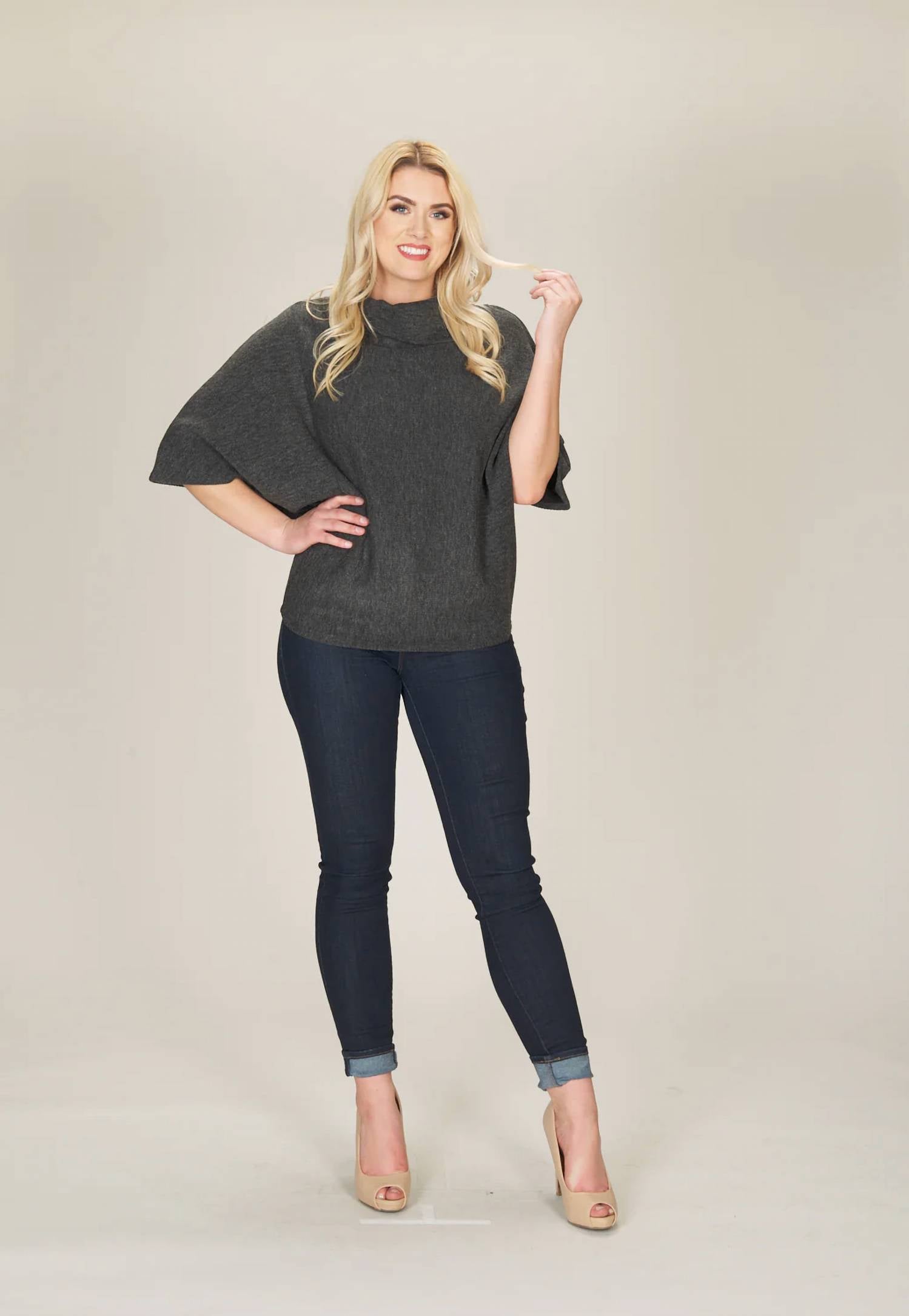 Papillon - Drape Neck Poncho Sweater