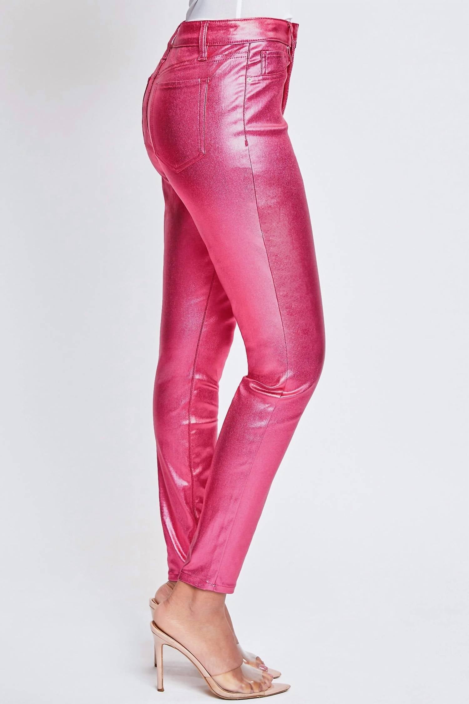 Ymi - Women's High Rise Skinny Leg Metallic Pants